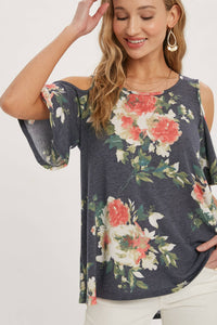 FLORAL PRINT OPEN SHOULDER TOP