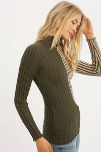 Stripe Top Olive / Taupe