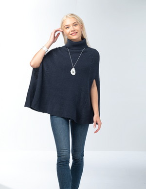 Turtleneck Armhole Poncho