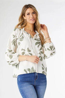 Marion Floral Print Blouse With Tie Front