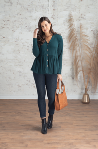 Button Down Peplum Top