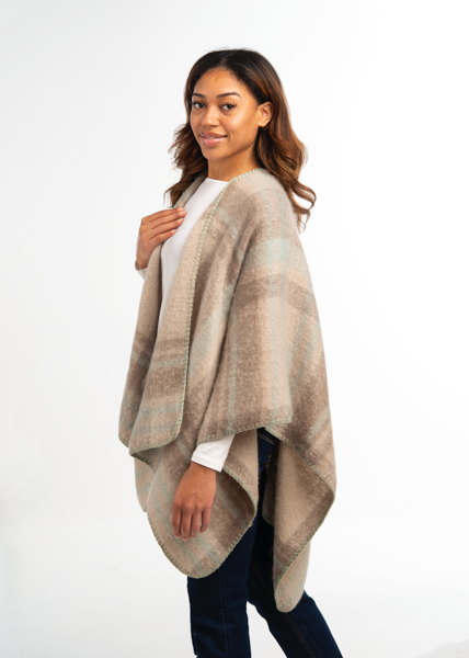 Whipstitch Plaid Wrap