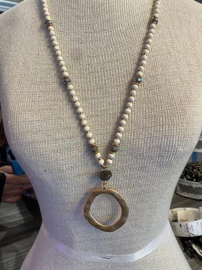 Hammered And Bead Necklace