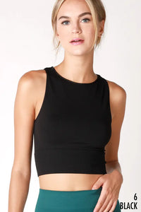 Solid High Neck Crop Top