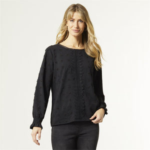 Samara Long Sleeve Swiss Dot Top