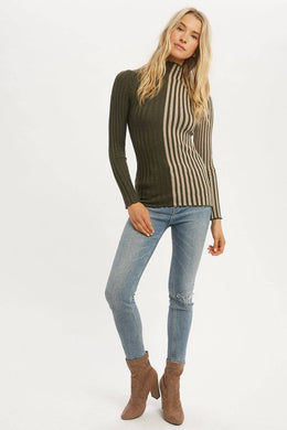 Stripe Top Olive / Taupe