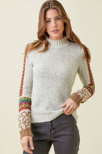 Mock Neck Sleeve Detail Sweater