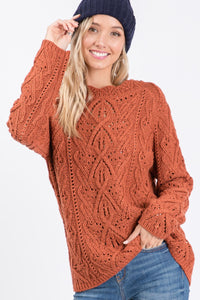 Sweater With Scalloped Neck And Open Patterns