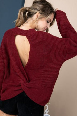 Twisted Open Back Sweater