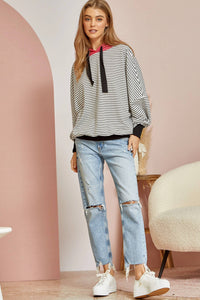Striped Hoodie With Contrast Sleeves