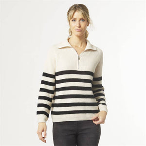 Isla Half Zip Sweater with Stripes