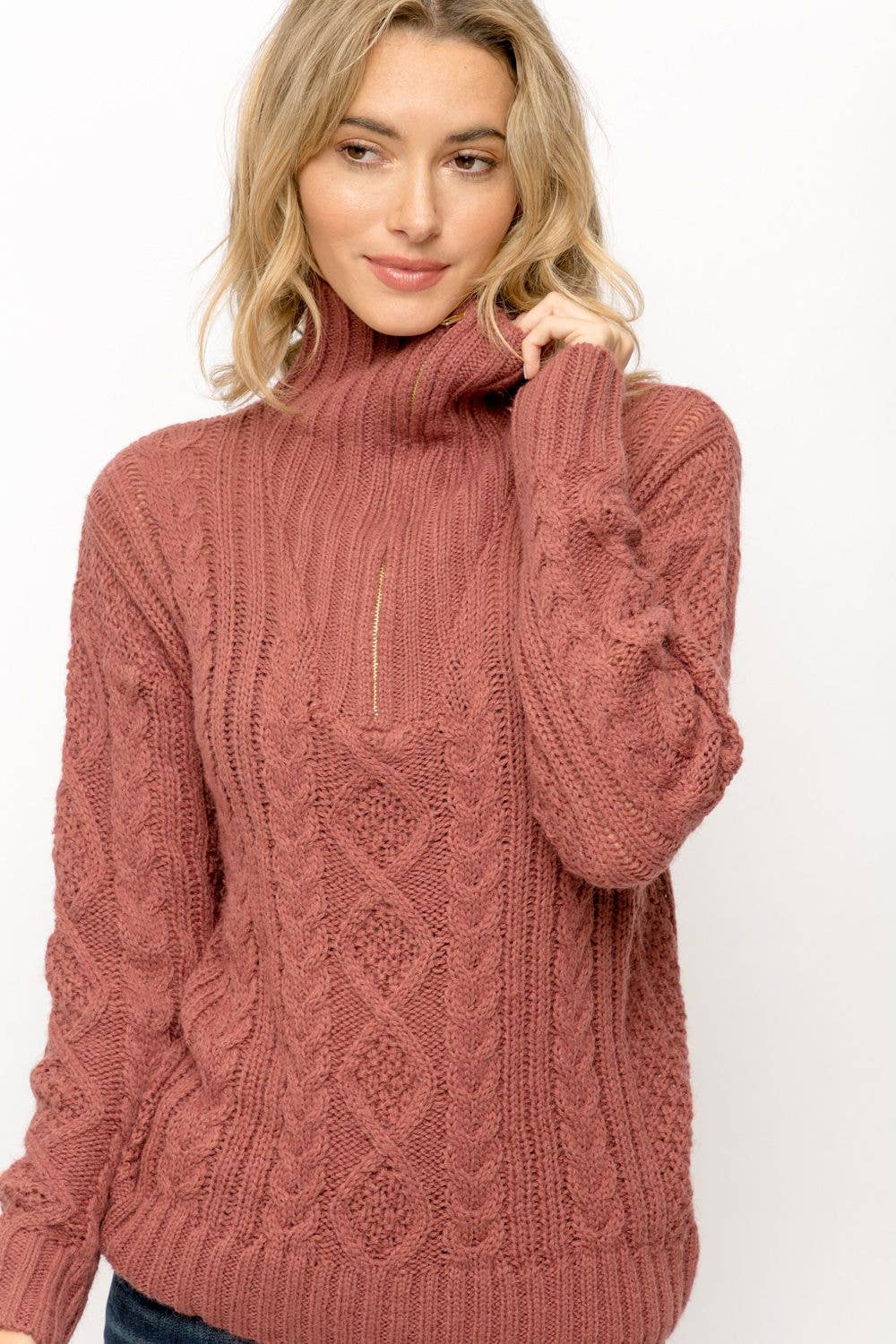 Cable Knit Zipper Sweater