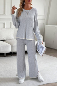TEMPERAMENT CASUAL SOLID COLOR LONG SLEEVE TOP AND PANTS
