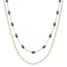 Beaded and Gold Double Layered16"-18" Necklace