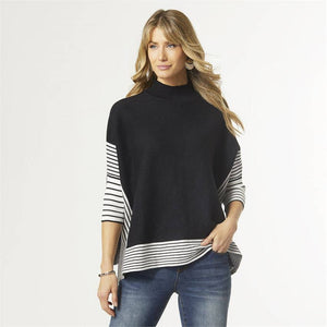 Lynda Mock Neck Sweater with Stripes