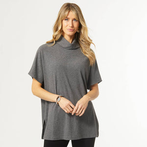 Robyn Short Sleeve Ribbed Tunic/ Charcoal Heather