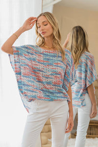 Round Neck Poncho Sleeve Knit Top