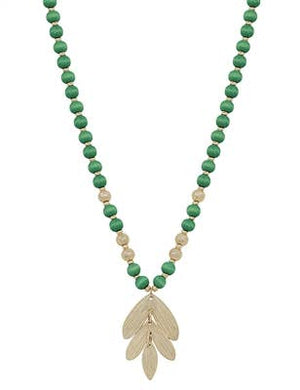 Green Wood Beaded 16