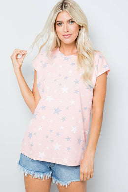 SHORT SLEEVE TOP WITH STAR PRINT