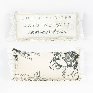 20x10 Reversable linen pillow w/lace (Remember)