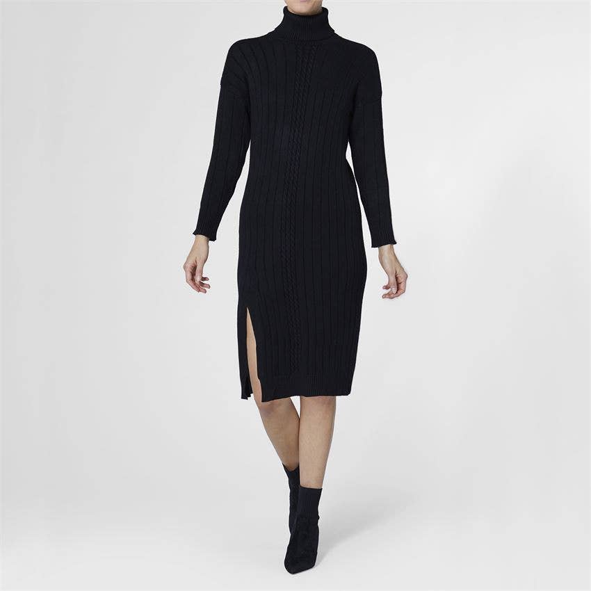 mock neck bodycon sweater dress Ryan Mock Neck Sweater Dress with Tie