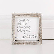 5x5x1.5 Wood Framed Sign (Love Forever) wh/gy