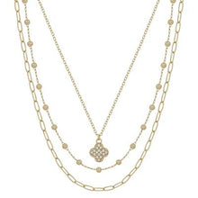 Triple Layered Rhinestone Clover 16"-18" Necklace