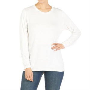 Scrunch Sleeve Crew Neck Tee