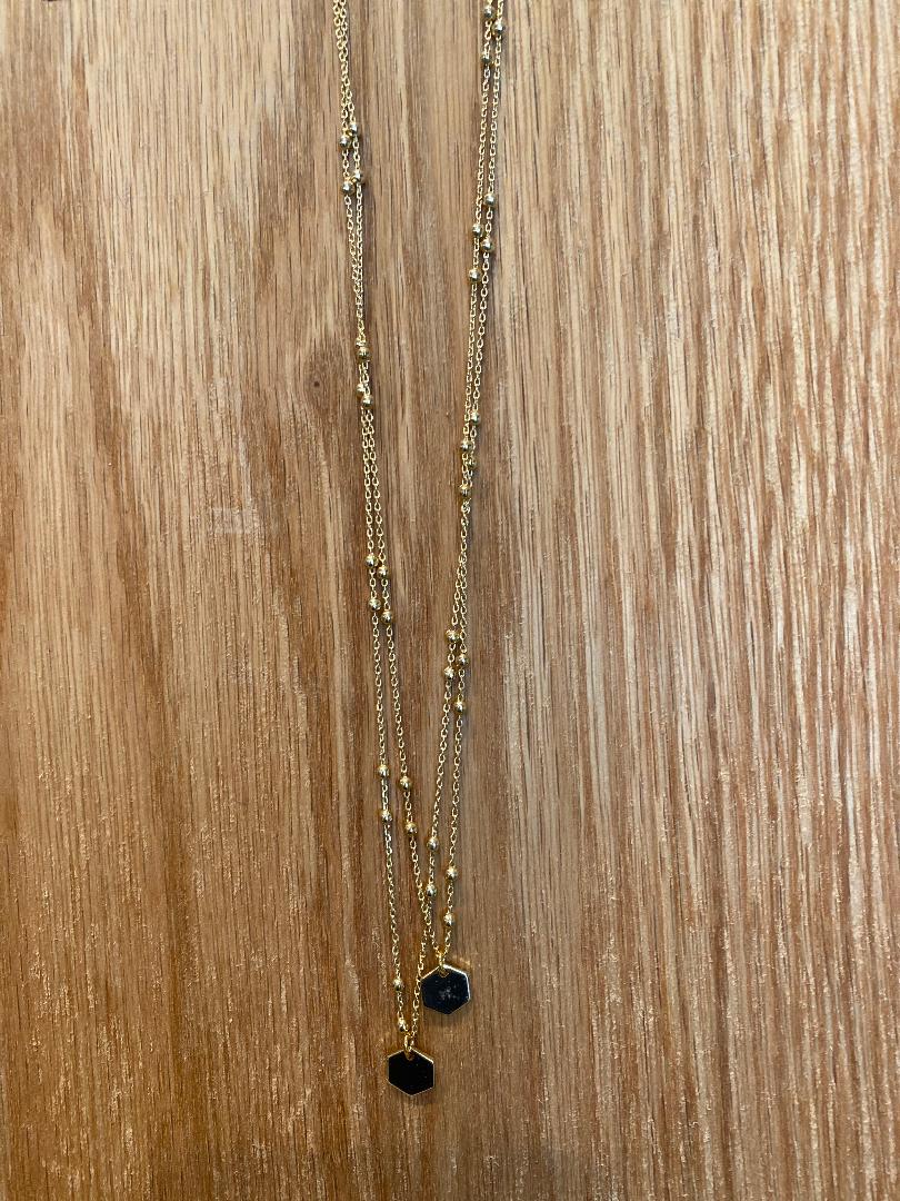 Gold Two Layer Double Dot Necklace