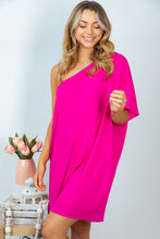 One Shoulder Solid Woven Dress Featuring Side Pocket