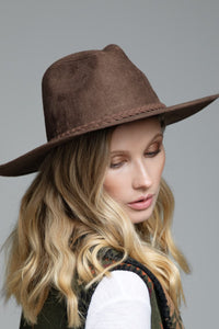 Trendy Suede Hat With Braid Trim
