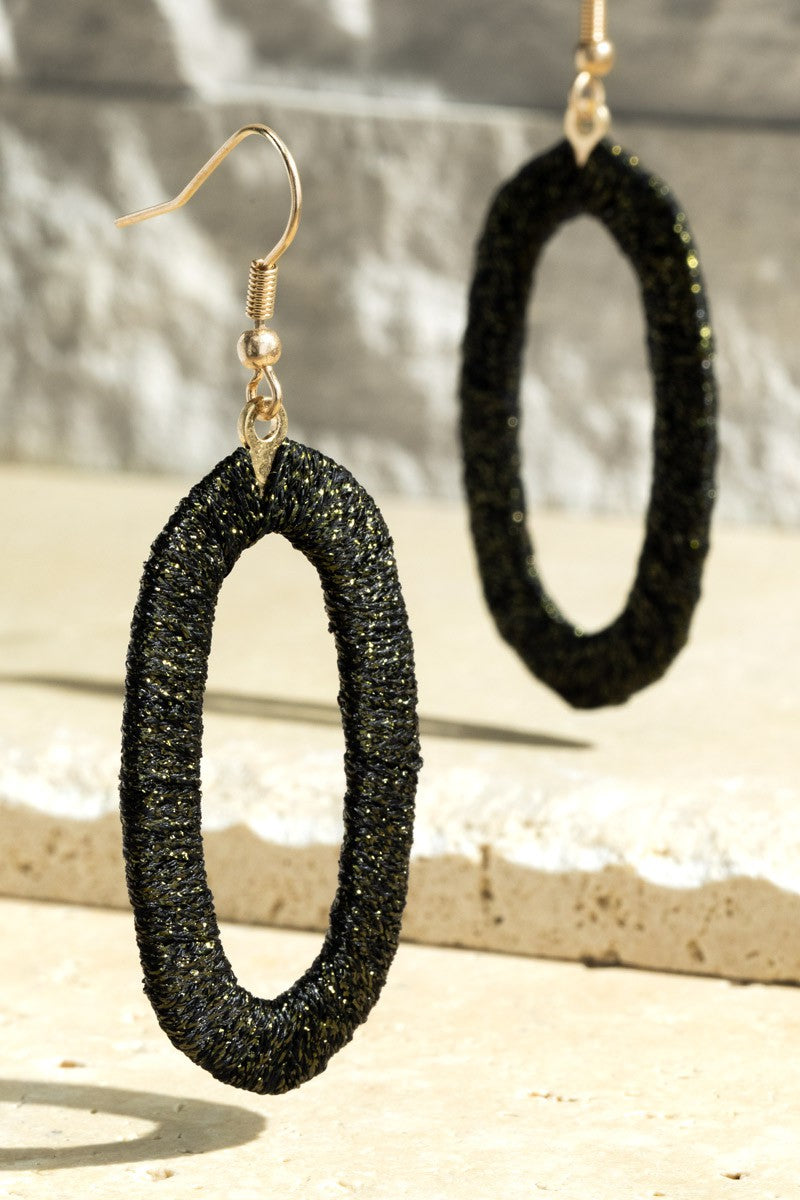 Gorgeous Oval Metallic Threaded Dangle Drop Earrings