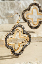 Gorgeous Faux Leather Double Clover Shaped Dangle Drop Earrings
