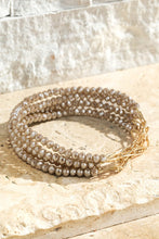 Charming 5 Strand Luminous Glass Bead Metal Link Chain Bracelet
