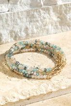 Charming 5 Strand Luminous Glass Bead Metal Link Chain Bracelet