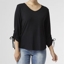 Livia V Neck Ruched Tie Sleeve Top
