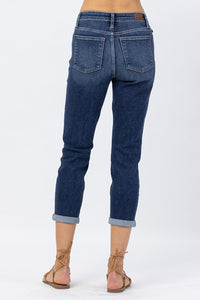 High Rise Cuff Slim Jeans