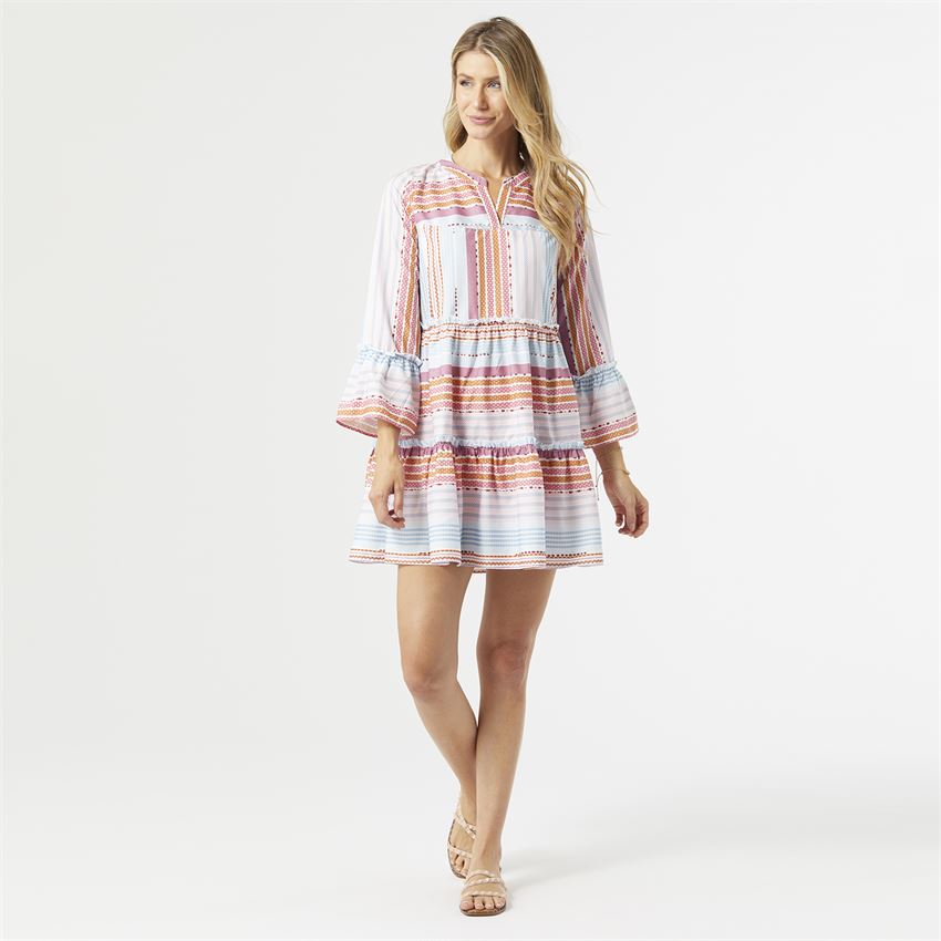 Sonya Printed Ruffle Sleeve Tunic Dress