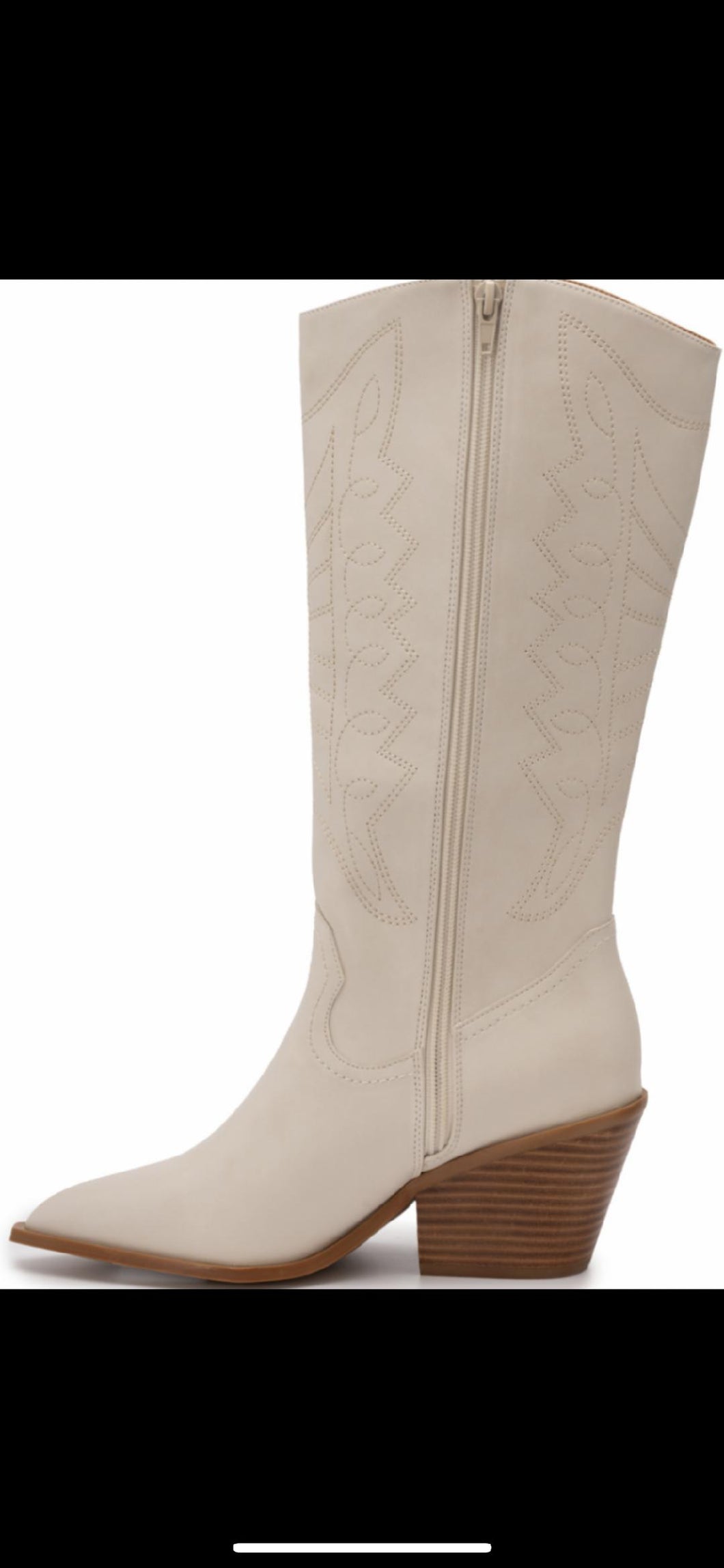 Winter White Tall Howdy Cowboy Boots